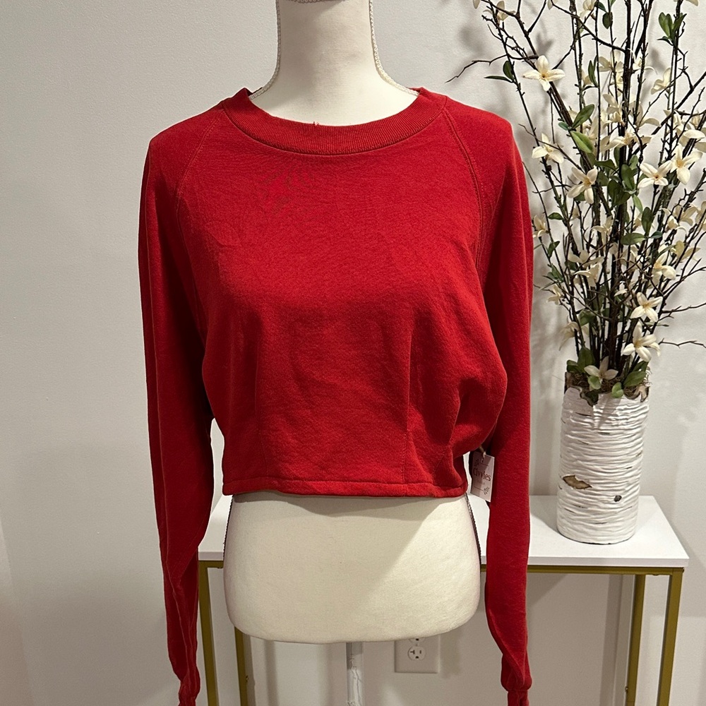 Pintuck Cropped Sweatshirt